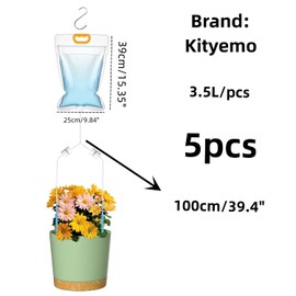 5 Stück 3,5L Pflanzen BewäSserung Tropfbewässerungsbeutel Automatisches Bewässerungssystem Kunststoff Bewässerungsgerät Pflanzenbewässerung für Zimmerpflanzen(Twei Steuerventile)