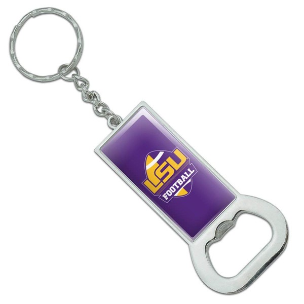 GRAPHICS & MORE LSU Football Keychain Rectangle Chrome Plated Metal