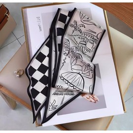 JERLA Mulberry Silk Like Head Scarf Hair band Ribbon Women's Fashion Neck Satin Scarfs for Bag Hair handbag Scarves