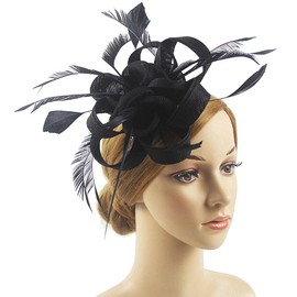 Yokawe Fascinator Hat for Women Tea Party Hats Ribbon Feather Headband Kentucky Derby Hats for Church Wedding Cocktail