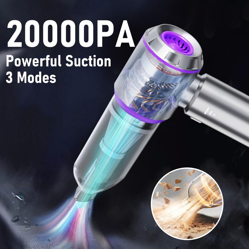 houscly Car Vacuum Portable Cordless 20000PA High Power 4-in-1 Compressed