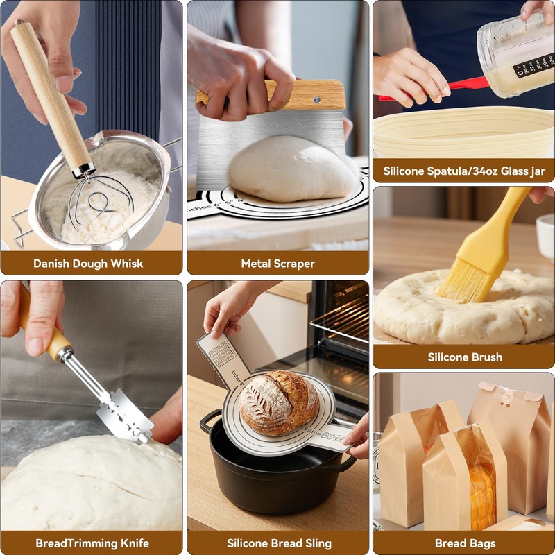 24 PCS Sourdough Starter Kit w/ 34oz Sourdough Starter Jar,