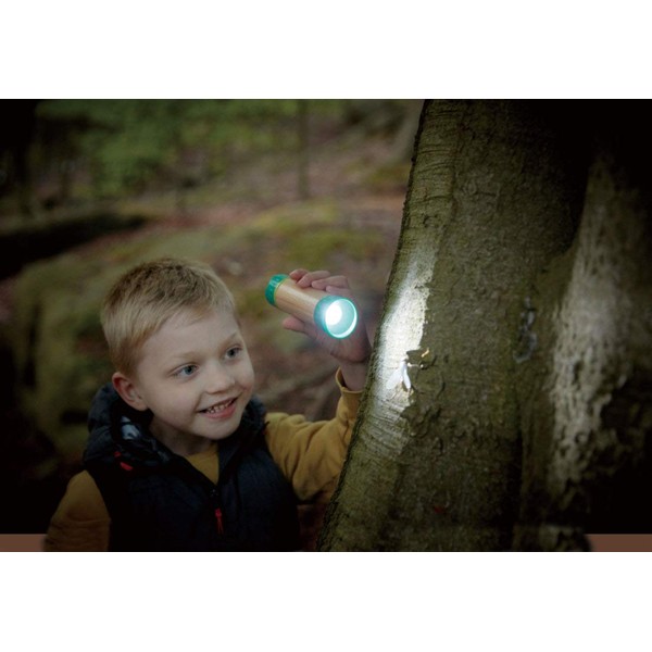 Hape E5579 Hand-Powered Flashlight with Case, Made from Bamboo, Nature Fun, Outdoor Toys