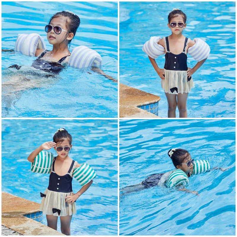 Arm Floaties for Kids and Adults - Vintage Striped Pool