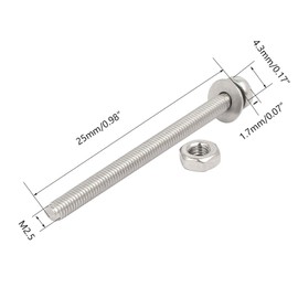 TA-VIGOR M2.5 x 25mm 304 Stainless Steel Screw Assortment Kit, 30PCS Phillips Pan Head Bolt Screw Nut Washer for Professionals, Amateurs, Landlords, Repairmen, Wood Furniture Appliances and DIY