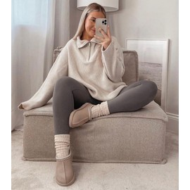 3 Pack Fleece Lined Leggings Women with Pockets - Thermal Warm Yoga Pants High Waisted for Workout Winter, S-M Black/Grey/Navy