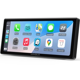 APHQUA 10.26 Inch Wireless Apple CarPlay & Android Auto Screen with Backup Camera,Portable Touch Display with Bluetooth FM AUX USB,Voice Control Multimedia Stereo for 99% Car Truck SUV