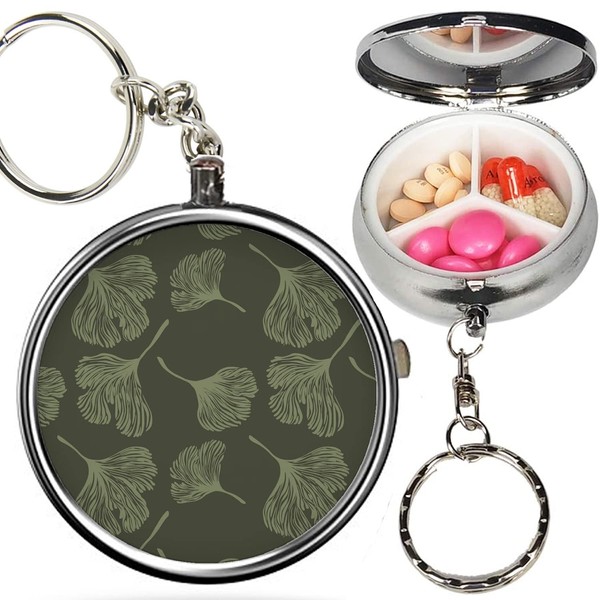 Pack of 2 - Portable Pill Organizer (Gingko Leaves) Metal