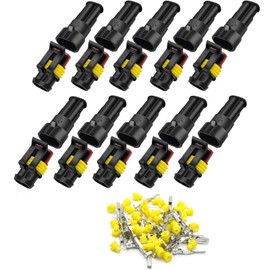 2 Pin Waterproof Connector for Wiring Male & Female Waterproof Connectors Coupler Waterproof Connector Set, 2 Pole Waterproof Electrical Wiring Connector Terminals for Cars, Motorcycles, 10 Kits