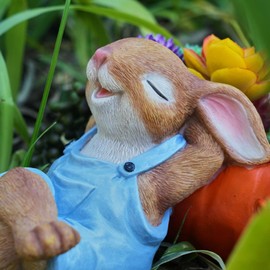 Bunny Decor Rabbit Succulent-Pot - Garden Bunny Statue Outdoor Easter Bunny Decorations Rabbit Figurines Home Decor Succulent Planter with Drainage for Succulents Plants Live (Plants are NOT included)