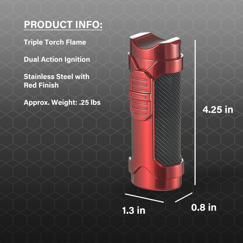 Visol Marlin Butane Torch Lighter Triple Flame Refillable Gas Lighter,