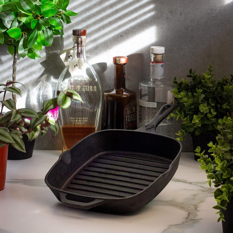 Backcountry Iron 8 Inch Square Grill Pan Medium Pre-Seasoned Cast