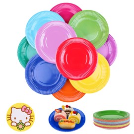 Nizirioo Paper Plates, Round Paper Plates, Colourful Paper Plates, Pack of 100 Colourful Paper Plates, 7 Inch Party Paper Plates, Round Paper Plates, DIY Paper Plates for Parties and Celebrations such