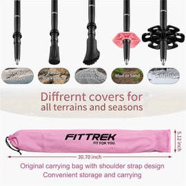 FitTrek Hiking Poles for Kids - Ultralight Nordic Walking Sticks - Telescopic Child Trekking Poles Collapsible 2 Pack