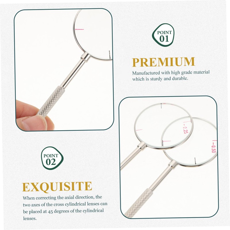 CLISPEED 2Pcs Cross Cylinder Lens Tool Set Round Optical Diopters
