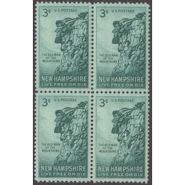 1955 New Hampshire Block of 4 3c Postage, Sc# 1068, MNH, OG