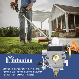 FS90R Carburetor for Stihl FS110R FS130R FS100 KM130R FS130 FS90 KM90R KM90 FS100RX FS110 KM110R HT100 HT101 Trimmer Weed Eater C1Q-S174 41801200610 41801200611 41801200613 with Air Filter Cover Kit