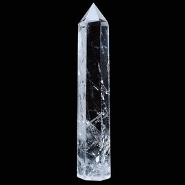 Torre de cristal de cuarzo transparente de 15-16 cm - Varita de cristal de una sola punta con 6 facetas para chakras, reiki, meditación y sanación energética. Regalo decorativo para el hog