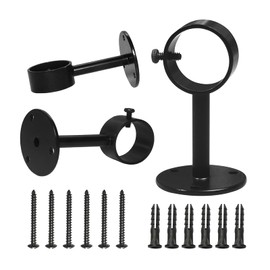 IHRDNNR Heavy Duty Ceiling-Mount Curtain Rod Brackets - Fits Rods up to 1.25 Inch, Set of 3 (Black)