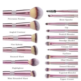 Bueart Design Set de 16 Brochas de Maquillaje con Elegante Estuche. Brochas Profesionales Ultrasuaves de Alta Calidad para Base, Rubor, Polvos, Iluminador, Contorno Y Sombras de Ojos.