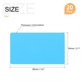 sourcing map 20Pack Blank PVC Cards 20mil ID Blank Credit Cards Plastic Waterproof & Double Sided Printing for ID Badge Printer, Graphics Blue