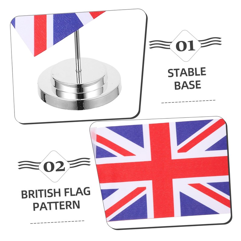 VILLFUL British Desk Flag with Base Uk Flag for Office