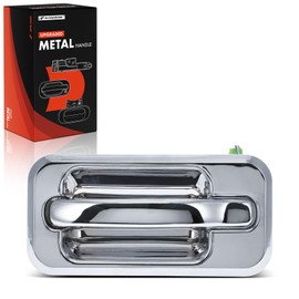 A-Premium Rear Left Driver Side Upgraded Metal Exterior Door Handle Compatible with Hummer H2 2003-2009, Chrome, Replace# 15104797
