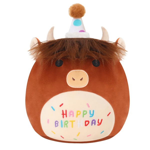 SQEQE Highland Cow Stuffed Animal Toy Happy Birthday Highland Cow
