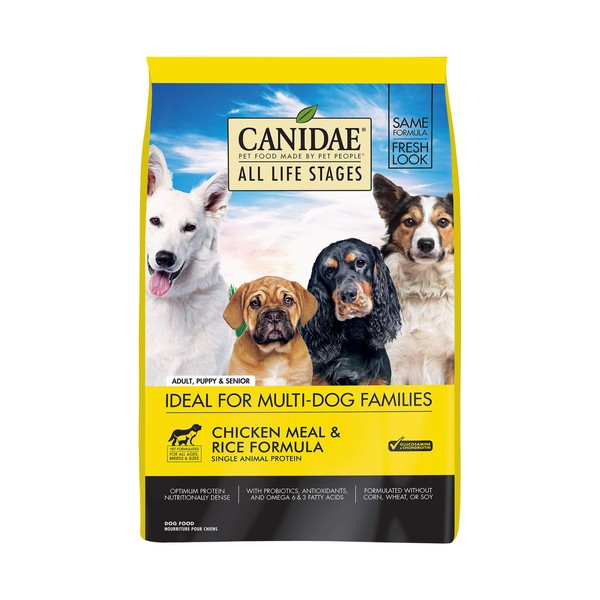 Canidae All Life Stages Premium Dry Dog Food for All Breeds, All Ages and All Sizes, Chicken Meal and Rice Formula, 15 Pounds