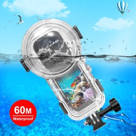Invisible Dive Case for Insta360 X5, FotStdio Insta 360 X5 Waterproof Case 60m/196ft Underwater Diving Housing Cover Protective Sealed Shell Photography Housings Action Camera Accessories