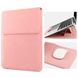 HoYiXi 15 16 Inch Laptop Sleeve Case Leather Bag for Mac Pro 16 2021 & 2019/ASUS Vivobook 15/ MateBook D15/HP 15.6" PC/Mac Pro 15/Surface Laptop 3/Dell/IdeaPad, Pink