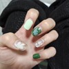 Aikeis 24 Pieces Summer Camellia Nail Art Leaves Press On
