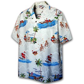 Christmas Santa Claus Hawaiian Shirt (4X, White)