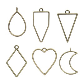 uxcell 30Pcs Alloy Open Bezel Pendants, Hollow Frame Pendant Geometric Open Back Frame Pendant for Resin Jewelry Making Earrings Necklace Bracelet DIY, 3 Color Mixed