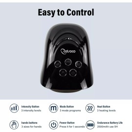 cotsoco Cordless Hand Massager with Heat and Compression for Arthritis and Carpal Tunnel - Black