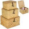 3 PCS Handwoven Natural Seagrass Storage Baskets, Wicker Baskets with