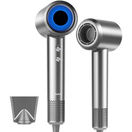 Hair Dryer, High-Speed Ionic Low Noise Blow Dryer with 160000 RPM Motor for Fast Drying, Thermo-Control Portable Hair Blow Dryer with Magnetic Nozzle for Home Travel Salon (P2306F Grey)