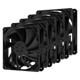 upHere NK12BK3-5 120mm PC Case Fan, Small 3 Pin and 4 Peripheral Pins, Silent, High Performance, 5 Pieces, Black Frame and Black Blade
