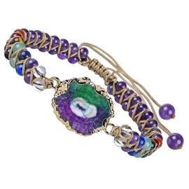 KYEYGWO 7 Chakras Crystal Stone Beads Bracelet for Women and Men, Carnelian Charms Adjustable Bangle for Prayer Balancing Yoga Meditation