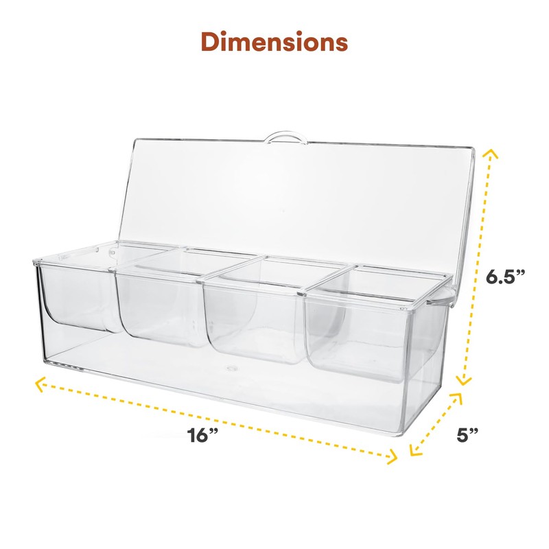 Estilo 4 Section Condiment on Ice, Clear (1-(Pack))