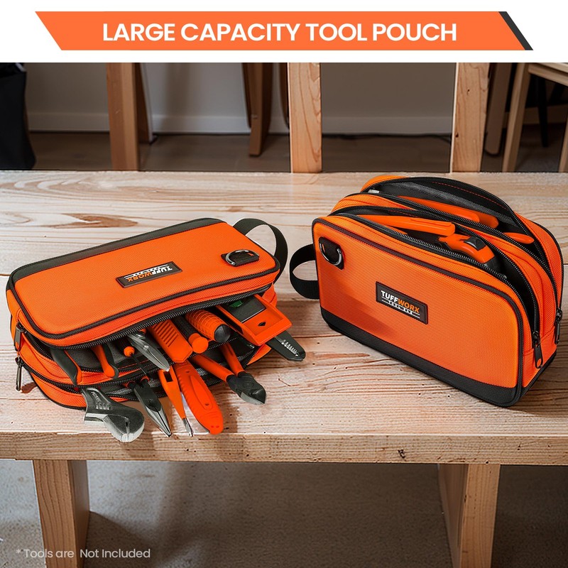 TUFFWORX Tool Bag, Dual Compartment Storage Pouch (Orange)