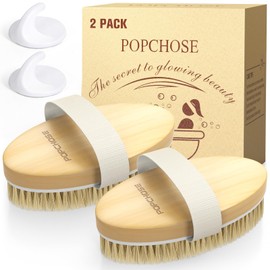 POPCHOSE Dry Brushing Body Brush, Natural Bristle Dry Skin Exfoliating Brush Body Scrub for Flawless Skin, Cellulite Treatment, Lymphatic Drainage and Blood Circulation Improvement