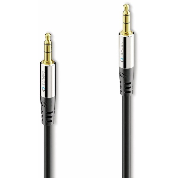 sonero® Premium 3,5mm Klinke Audiokabel, 2,00m, vergoldete Kontakte, schwarz