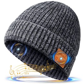 HANPURE Gifts for Men Bluetooth Hat - Hat with V5.0 Bluetooth Headphones Meaningful Gift for Man Who Has Everything Winter Hat Men Christmas Men Cool Things for Boys, gray