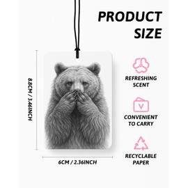 FISWAFY Funny Bear Bathroom Air Freshener 4 Pcs, Humorous Sarcastic Bathrobe Bear Hanging Air Freshener for Cars Closet Drawer Books, Funny Wild Animal Car Accessories Mirror Decor for Women