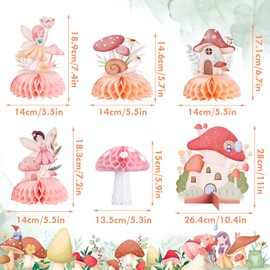 Easy Joy 12 PCS Fairy First Birthday Decorations Fairy Honeycomb Centerpieces for Tables Fairy Mushroom Birthday Table Decorations Fairy Birthday Party Decorations for Baby Shower Girls Fairy Party