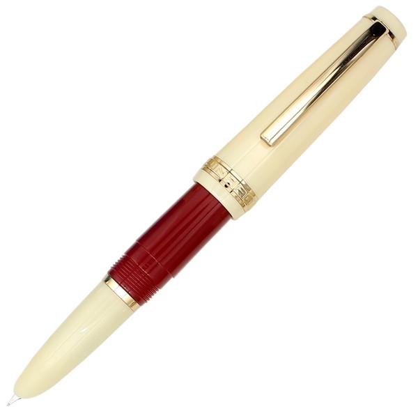 Gullor ミニ万年筆ゴールドトリム、アクリルポケットペン、レッド、隠し極細ペン先(0.38mm)