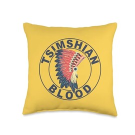 Tsimshian Blood Headdress Indian Proud Native American Roots Throw Pillow