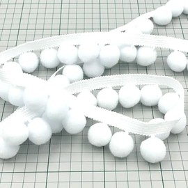 Craft Cult Jumbo Pom Pom Bobble Trim Braid - 10 Metre Roll (002 - White)
