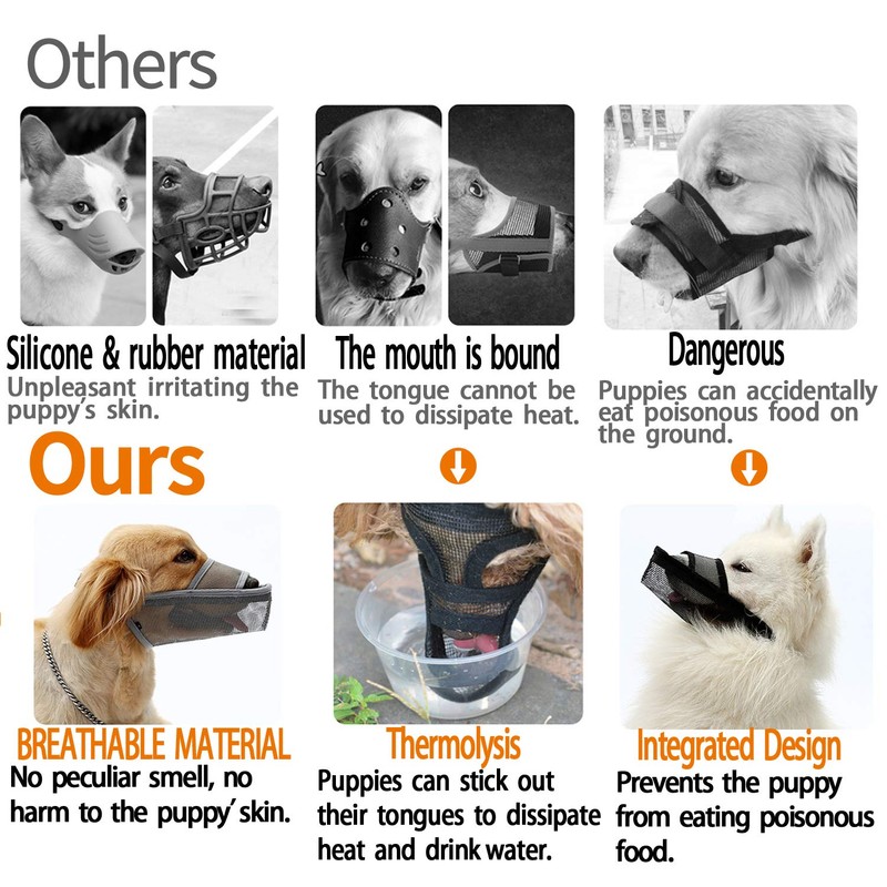 Dog Muzzle - Soft Nylon Adjustable Breathable Mesh Mask, Mouth